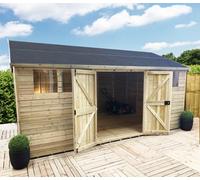 Marlborough - 10 X 10 Reverse Pressure Treated T&g Wooden Apex Shed / Workshop & Double Doors (10' X 10' / 10Ft X 10Ft) (10X10)