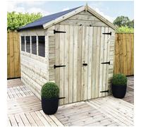Marlborough 10 X 8 Garden Shed Premier Pressure Treated T&g Apex Wooden Garden Shed + 4 Windows + Double Door