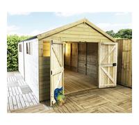 Marlborough 12 X 10 Pressure Treated T&g Wooden Apex Garden Shed / Workshop + 6 Windows + Double Doors (12' X 10' / 12Ft X 10Ft) (12X10)