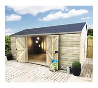 Marlborough - 12 X 8 Reverse Pressure Treated T&g Wooden Apex Garden Shed/workshop & Double Doors