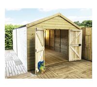 Marlborough - 16 X 10 Pressure Treated T&g Wooden Apex Garden Shed / Workshop + Double Doors (16' X 10' / 16Ft X 10Ft) (16X10)