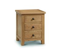 Marlborough - 3 Drawer Bedside Table - Oak - Wooden - Happy Beds