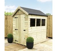 Marlborough 7 X 5 Garden Shed Premier Pressure Treated T&g Apex Wooden Garden Shed + + 3 Windows + Single Door (7' X 5' / 7Ft X 5Ft) (7X5 )