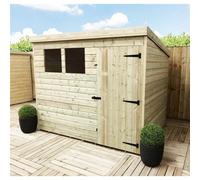 Marlborough - 8 X 4 Garden Shed Pressure Treated T&g Pent Wooden Garden Shed - 2 Windows + Single Door (8' X 4' / 8Ft X 4Ft) (8X4)