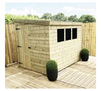 Marlborough - 8 X 4 Reverse Shed Pressure Treated T&g Pent Wooden Shed + 3 Windows + Single Door (8' X 4' / 8Ft X 4Ft) (8X4)