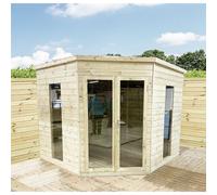 Marlborough 9 x 9 Corner Pressure Treated Pent Summerhouse in Natural Marlborough Natural