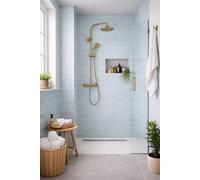 Marlborough Alba Ocean Blue Gloss Tiles (44 Pack - 1 Box - 0.99M2 Coverage) - Shower - Subtle Ripple Gloss Effect Ceramic Tile