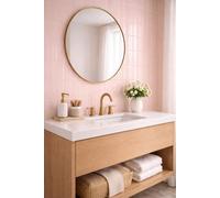 Marlborough Alba Pink Blush Gloss Tiles (44 Pack - 1 Box - 0.99M2 Coverage) - Sink - Subtle Ripple Gloss Effect Ceramic Tile