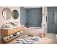 Marlborough Alba Steel Blue Gloss Tiles (44 Pack - 1 Box - 0.99M2 Coverage) - Bathroom - Subtle Ripple Gloss Effect Ceramic Tile