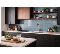Marlborough Alba Steel Blue Gloss Tiles (44 Pack - 1 Box - 0.99M2 Coverage) - Kitchen - Subtle Ripple Gloss Effect Ceramic Tile