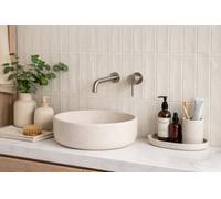 Marlborough Alba Taupe Gloss Tiles (44 Pack - 1 Box - 0.99M2 Coverage) - Sink - Subtle Ripple Gloss Effect Ceramic Tile
