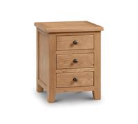 Marlborough Bedside Table with 3 Drawers - Oak - Julian Bowen | TJ Hughes