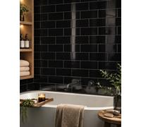 Marlborough Chromara Black Gloss Ceramic Wall Tiles (500 Pack- 10 Box- 9.7M2 Coverage)-Bathroom-9.8Cm X 19.8Cm-Colour Meets Design