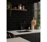 Marlborough Chromara Black Gloss Ceramic Wall Tiles (500 Pack- 10 Box- 9.7M2 Coverage)-Kitchen-9.8Cm X 19.8Cm-Colour Meets Design