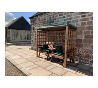 Marlborough Grand Harvey Classic Twin Seat Green Arbour With 2 X Grand Chair Cushion Green & 2 X Scatter Cushion Green