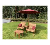 Marlborough Grand Twin Straight With Coffee Table, 2 X Scatter Cushion Burgundy & 1 X Parasol Burgundy & Base