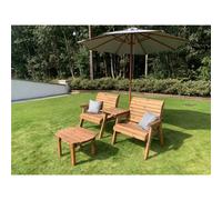Marlborough Grand Twin Straight With Coffee Table, 2 X Scatter Cushion Grey & 1 X Parasol Grey & Base