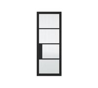 Marlborough Pack Of 1 (Total 1 Unit) Lpd Chelsea Black Primed Glazed 4 Reeded Glass Panel Internal Door - 35mm X 686mm X 1981mm
