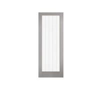 Marlborough Pack Of 1 (Total 1 Unit) Lpd White Primed Glass Panel Grey Textured Pre-Finished Moulding Hollow Core Door - 35mmx762mmx1981mm