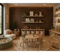Marlborough - Pack Of 14 (Total 14 Units) Acoustic Wood Wall Panel - Rustic Cedar - 600mm (W) X 2400mm (L) X 18mm (D) - Playroom