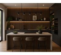 Marlborough - Pack Of 14 (Total 14 Units) Acoustic Wood Wall Panel - Rustic Cedar - 600mm (W) X 2400mm (L) X 18mm (D) - Kitchen