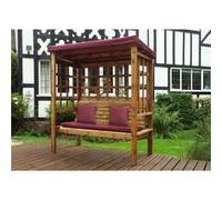 Marlborough Traditional Ewolth Three Seater Arbour With 1 X Winchester Cushion Burgundy & 2 X Scatter Cushion Burgundy