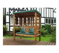 Marlborough Traditional Ewolth Three Seater Arbour With 1 X Winchester Cushion Green & 2 X Scatter Cushion Green