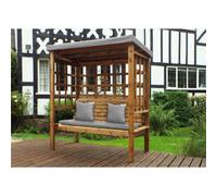 Marlborough Traditional Ewolth Three Seater Arbour With 1 X Winchester Cushion Grey & 2 X Scatter Cushion Grey