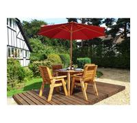 Marlborough Traditional Four Seater Rectangular Table Set With 4 X Burgundy Chair Cushion 1 X Burgundy Parasol & Base & Cushion Storage Bag