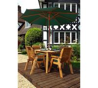 Marlborough Traditional Four Seater Rectangular Table Set With 4 X Green Chair Cushion 1 X Green Parasol & Base & Cushion Storage Bag