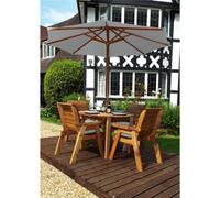 Marlborough Traditional Four Seater Rectangular Table Set With 4 X Grey Chair Cushion 1 X Grey Parasol & Base & Cushion Storage Bag