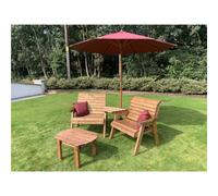 Marlborough Traditional Grand Twin Angled With Coffee Table, 2 X Scatter Cushion Burgundy & 1 X Parasol Burgundy & Base