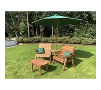 Marlborough Traditional Grand Twin Angled With Coffee Table, 2 X Scatter Cushion Green & 1 X Parasol Green & Base