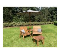 Marlborough Traditional Grand Twin Angled With Coffee Table, 2 X Scatter Cushion Grey & 1 X Parasol Grey & Base