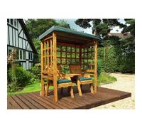 Marlborough Traditional Harvey Twin Seat Arbour With 2 X Chair Cushion Green