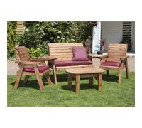 Marlborough Wooden 4 Seater Multi Set With 1 X Bench Cushion Burgundy, 2 X Chair Cushion Burgundy & 1 X Scatter Cushion Burgundy