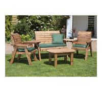 Marlborough Wooden 4 Seater Multi Set With 1 X Bench Cushion Green, 2 X Chair Cushion Green & 1 X Scatter Cushion Green