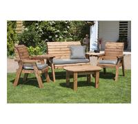 Marlborough Wooden 4 Seater Multi Set With 1 X Bench Cushion Grey, 2 X Chair Cushion Grey & 1 X Scatter Cushion Grey