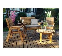 Marlborough Wooden 4 Seater Round Table Set With 1 X Bench Cushion Grey, 2 X Chair Cushion Grey & 1 X Scatter Cushion Grey
