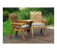 Marlborough Wooden Love Seat With 2X Chair Cushion Grey & 1X Fitted Cover