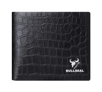 Marlekarida Men's leather wallet, large capacity, multiple card slots, embossed brand logo, elegant short folding wallet, fashionable business design, suitable as a gift for people, Black 2012-1