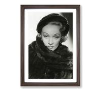 Marlene Dietrich Framed Print | A2 Walnut Framed Wall Art | Ready to Hang | Modern Nature Picture | Living Room Bedroom Lounge Office