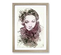 Marlene Dietrich in Abstract Framed Print | A2 Oak Framed Wall Art | Ready to Hang | Abstract Fantasy Picture | Living Room Bedroom Lounge Office
