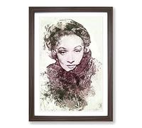 Marlene Dietrich in Abstract Framed Print | A2 Walnut Framed Wall Art | Ready to Hang | Abstract Fantasy Picture | Living Room Bedroom Lounge Office