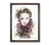 Marlene Dietrich In Abstract Modern Art Framed Print | A2 Walnut Framed Wall Art | Ready to Hang | Abstract Fantasy Picture | Living Room Bedroom Lounge Office