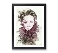 Marlene Dietrich In Abstract Modern Art Framed Print | A3 Black Framed Wall Art | Ready to Hang | Abstract Fantasy Picture | Living Room Bedroom Lounge Office