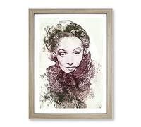 Marlene Dietrich In Abstract Modern Art Framed Print | A3 Oak Framed Wall Art | Ready to Hang | Abstract Fantasy Picture | Living Room Bedroom Lounge Office