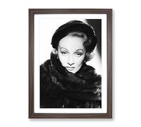 Marlene Dietrich Modern Framed Print | A2 Walnut Framed Wall Art | Ready to Hang | Modern Nature Picture | Living Room Bedroom Lounge Office