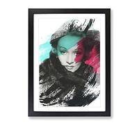 Marlene Dietrich V2 Modern Framed Print | A3 Black Framed Wall Art | Ready to Hang | Modern Nature Picture | Living Room Bedroom Lounge Office