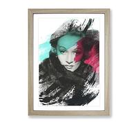Marlene Dietrich V2 Modern Framed Print | A3 Oak Framed Wall Art | Ready to Hang | Modern Nature Picture | Living Room Bedroom Lounge Office
